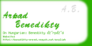 arpad benedikty business card